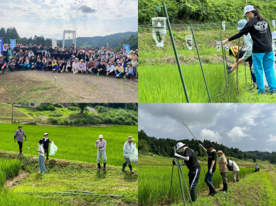 中山間地域支え隊 7月22日 牧区泉 LED設置作業の様子(写真)