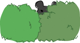 茂みに隠れたクマ(イラスト)