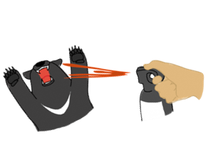 クマよけスプレーを噴射(イラスト)