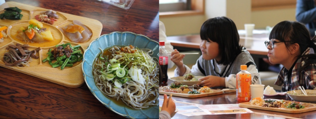 新蕎麦と来場者の様子(写真)