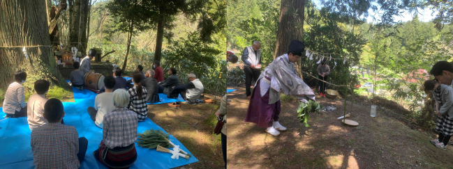 湯の花神事の様子（組み写真）