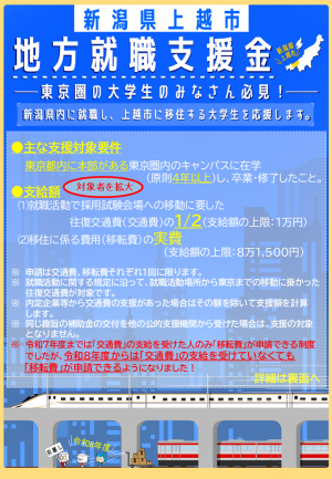 上越市地方就職支援金チラシ（画像）