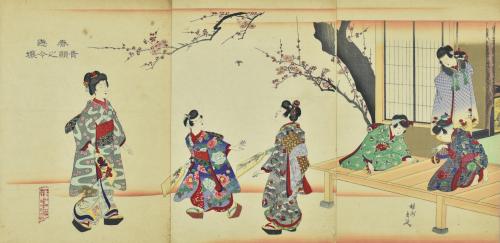 楊洲周延筆「春遊　貴顕之令嬢」作品画像