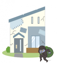 老朽化した家と空き巣のイラスト