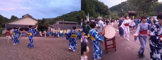 盆踊り会場の様子（組写真）