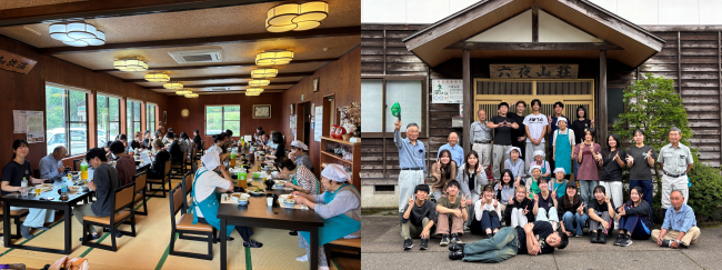 昼食会の様子と集合写真（組写真）